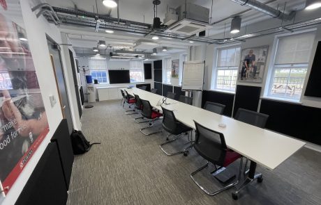 acoustic wall panel and small raft installation in Cambridgeshire